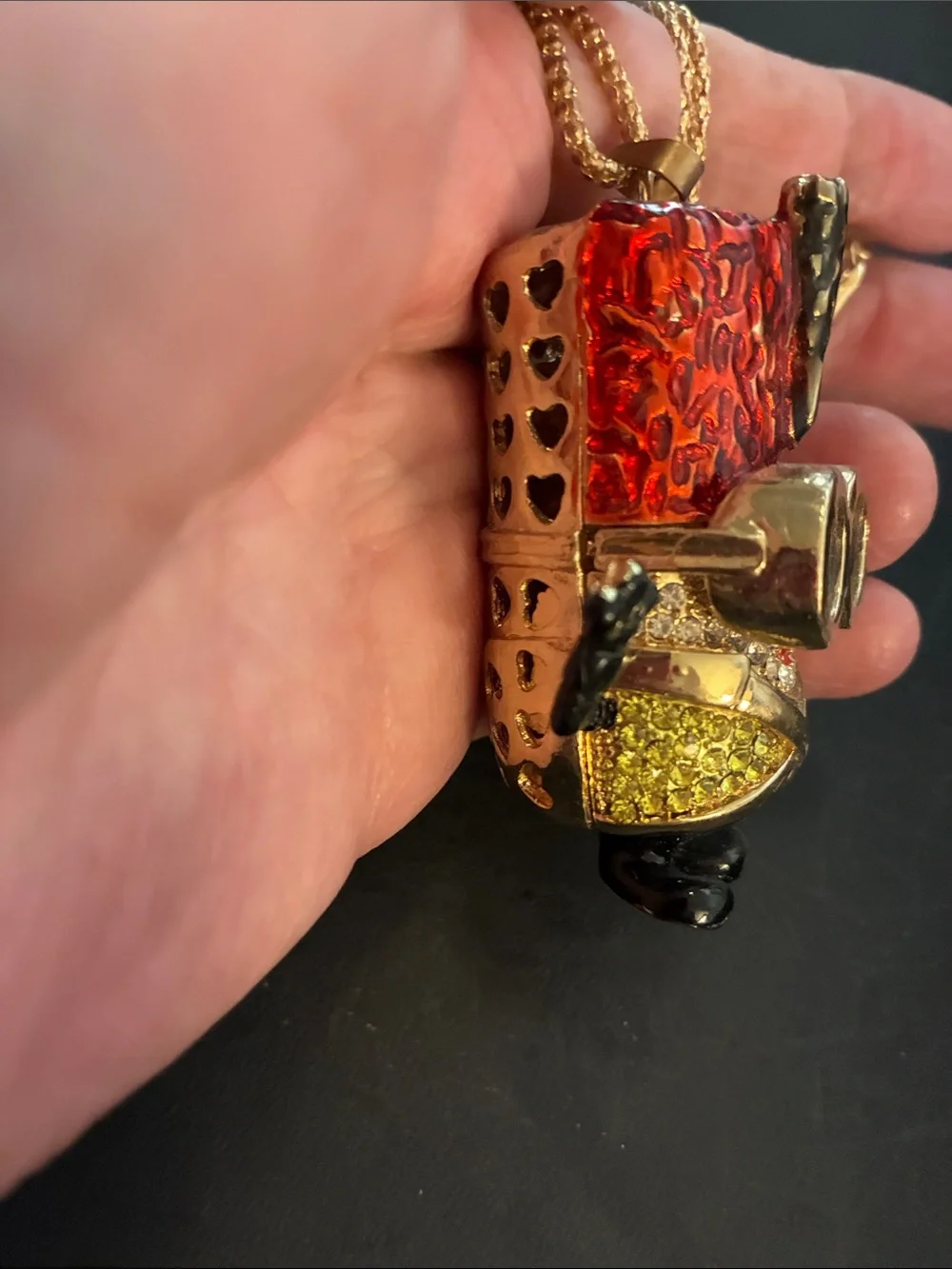 Novelty Minion Pendant Necklace - Red, Gold, Black NWOT